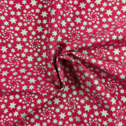 Cotton Fabric Christmas Gold Stars Swirl on Red 140cm Wide - Image 3