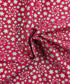Cotton Fabric Christmas Gold Stars Swirl on Red 140cm Wide 2