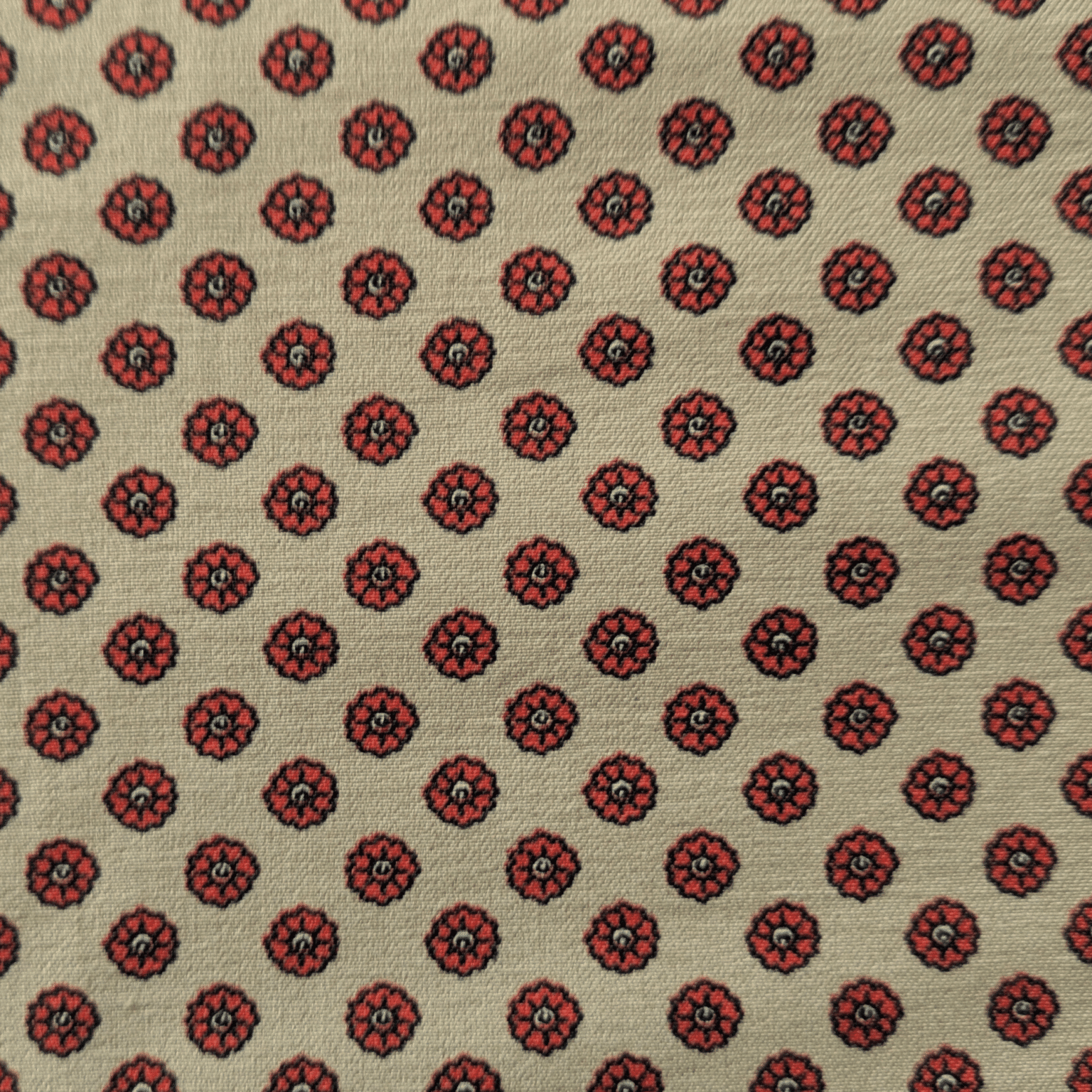 Flower Spots on Beige Bengaline Stretchy Fabric 140cm Wide