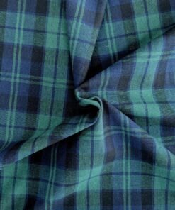 Cotton Fabric Mediumweight Black Watch Tartan Blue & Green 145cm Wide