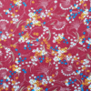 Floral Spray On Wine Red Viscose Fabric 140cm Wide