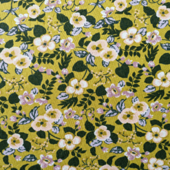 Flowers On Yellow Modal Cotton Jersey Fabric 150cm Wide