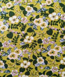 Flowers On Yellow Modal Cotton Jersey Fabric 150cm Wide