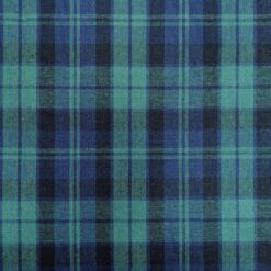 Cotton Fabric Mediumweight Black Watch Tartan Blue & Green 145cm Wide