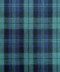 Cotton Fabric Mediumweight Black Watch Tartan Blue & Green 145cm Wide