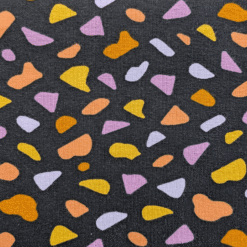 Cotton Jersey Fabric Organic Shapes On Black 150cm Wide