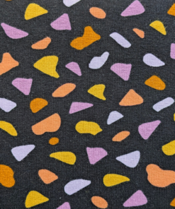 Cotton Jersey Fabric Organic Shapes On Black 150cm Wide