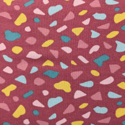 Cotton Jersey Fabric Organic Shapes On Raspberry 150cm Wide