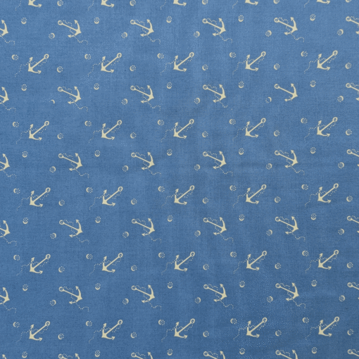 Anchor Print 100% Cotton Poplin Fabric Ex-Designer Deadstock