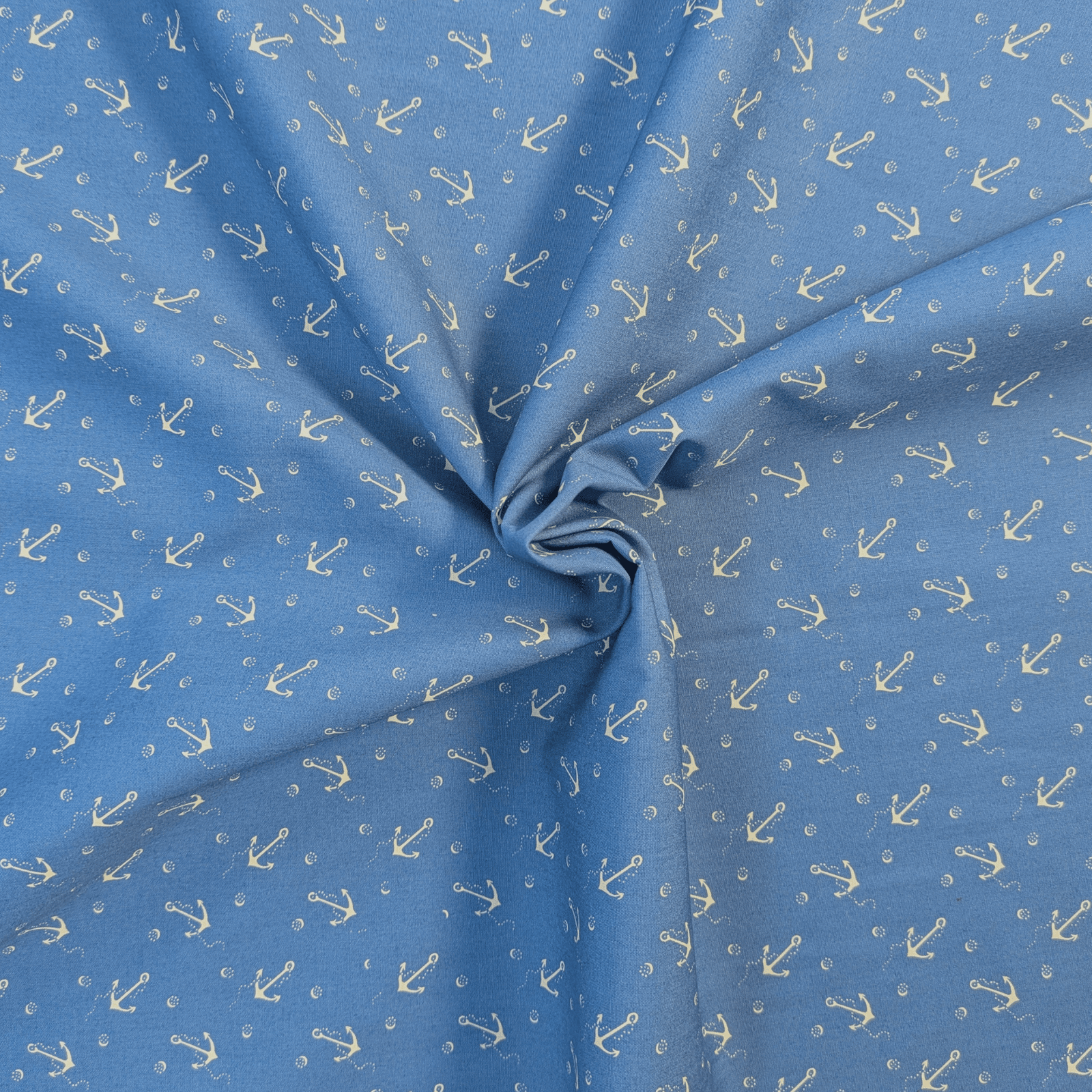 Anchor Print 100% Cotton Poplin Fabric Ex-Designer Deadstock 2 Anchor Print 100% Cotton Poplin Fabric