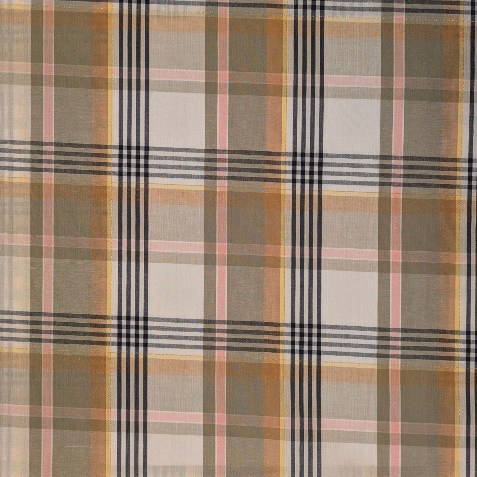 Check Fabric With Lurex Gold Metallic Thread Dressmaking Designer Deadstock