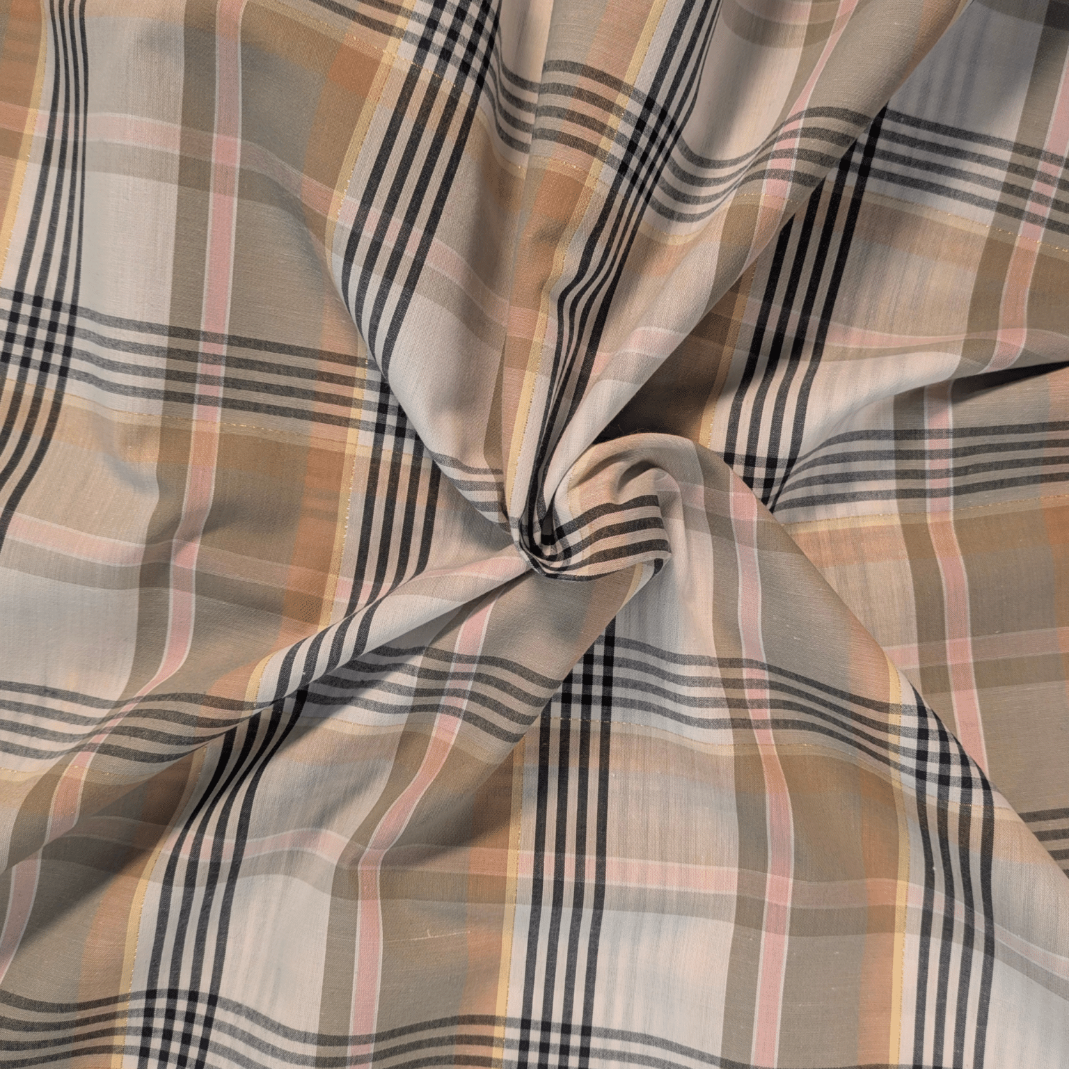 Check Fabric With Lurex Gold Metallic Thread