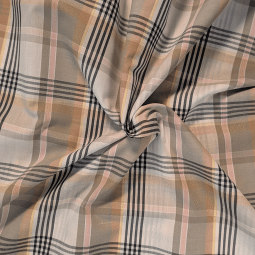 Check Fabric With Lurex Gold Metallic Thread