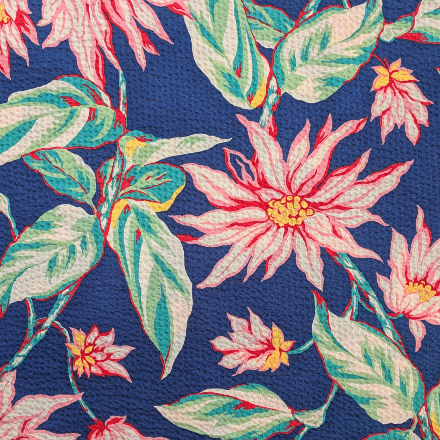 Large Floral Print 100% Cotton Seersucker Fabric Ex-Designer Deadstock
