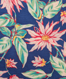 Large Floral Print 100% Cotton Seersucker Fabric Ex-Designer Deadstock