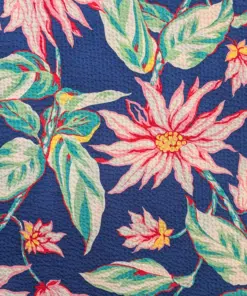 Large Floral Print 100% Cotton Seersucker Fabric Ex-Designer Deadstock