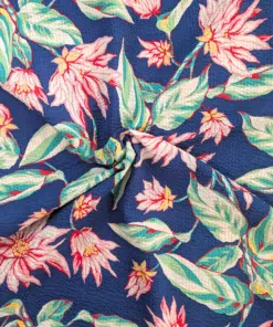 Twist fabric of Large Floral Print 100% Cotton Seersucker Fabric Ex-Designer Deadstock