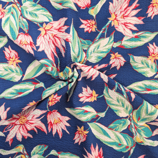 Twist fabric of Large Floral Print 100% Cotton Seersucker Fabric Ex-Designer Deadstock