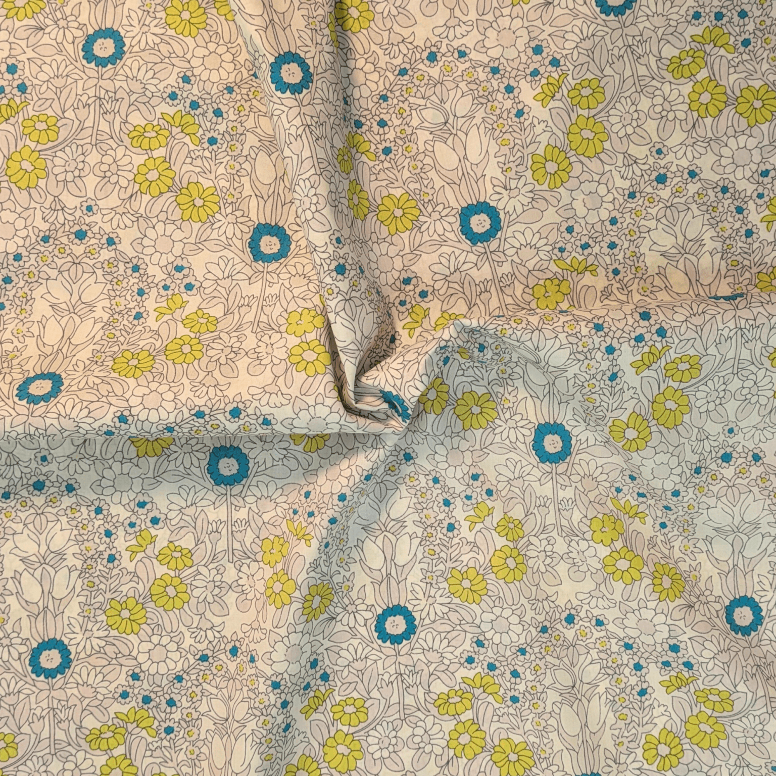 Line Drawn Floral 100% Pima Cotton Lawn Fabric