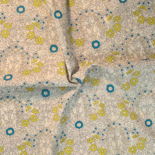Line Drawn Floral 100% Pima Cotton Lawn Fabric