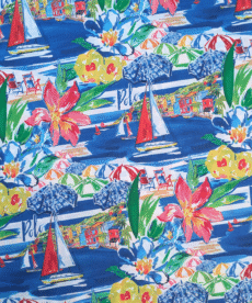 Multi-Coloured Riviera Print 100% Cotton Poplin Fabric Ex-Designer Deadstock