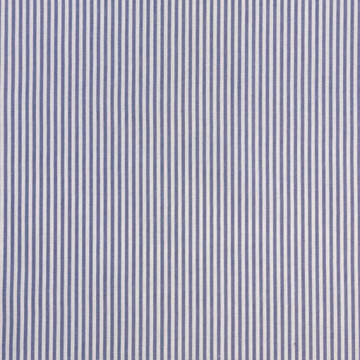 Blue and White Striped 100% Cotton Shirting Fabric Designer Deadstock