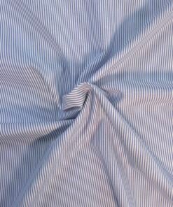 Blue and White Striped 100% Cotton Shirting Fabric Designer Deadstock