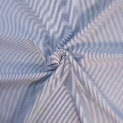 Blue and White Striped 100% Cotton Shirting Fabric Designer Deadstock