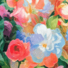 Large Floral Blooms Viscose Fabric Digital Print 140cm Wide