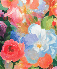 Large Floral Blooms Viscose Fabric Digital Print 140cm Wide