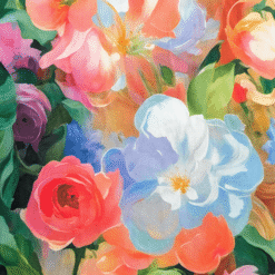 Large Floral Blooms Viscose Fabric Digital Print 140cm Wide