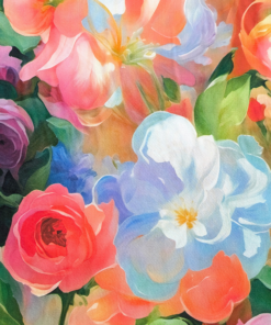 Large Floral Blooms Viscose Fabric Digital Print 140cm Wide