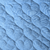 Blue Embroidered Hearts Quilted Chambray Fabric 140cm Wide For Dressmaking & Quilting