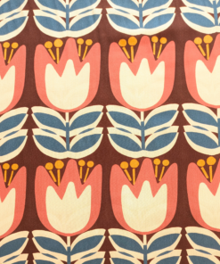 Large Tulip Viscose Fabric Lenzing Ecovero Lightweight Wine Red Floral 138cm Wide