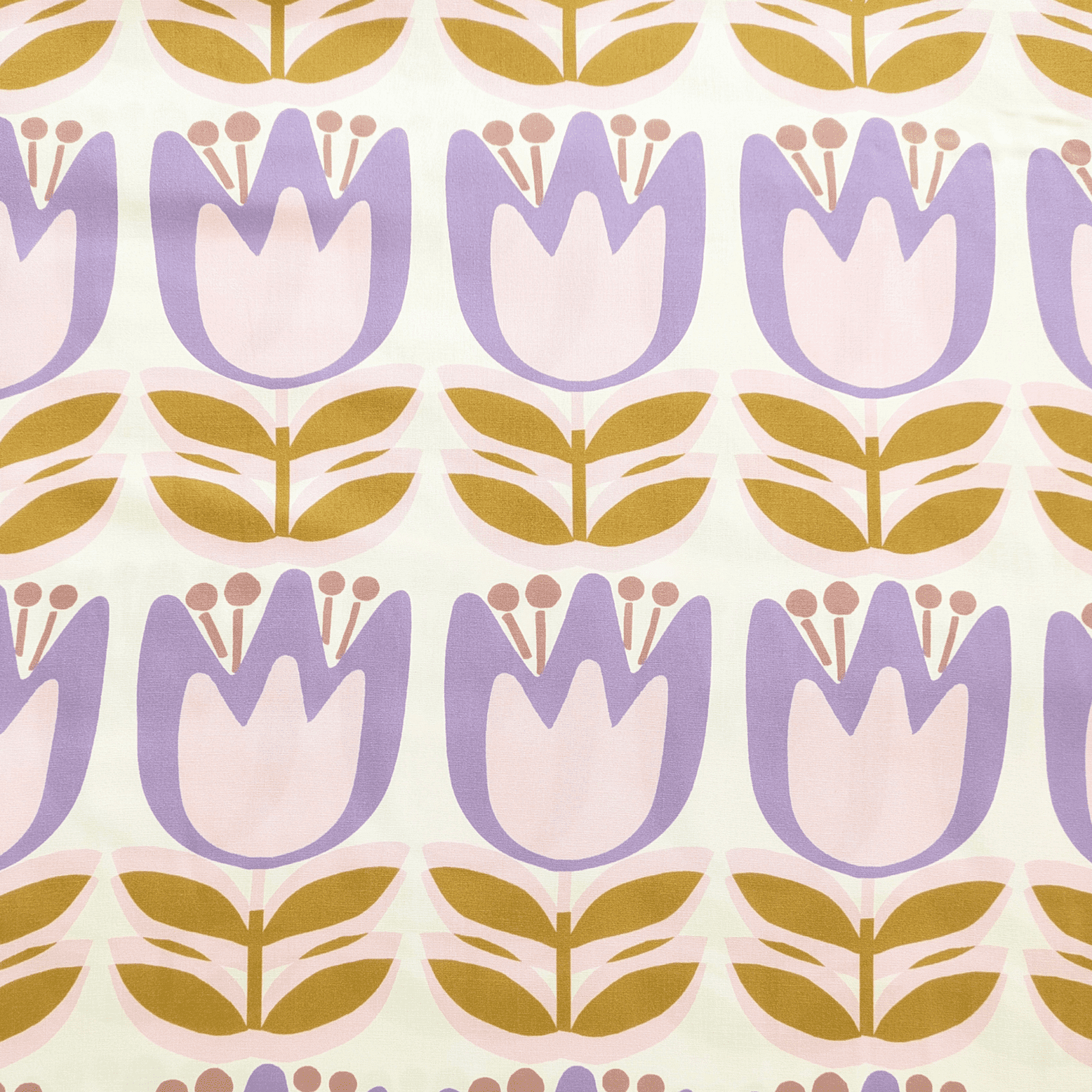 Large Tulip Viscose Fabric Lenzing Ecovero Lightweight White Floral 138cm Wide