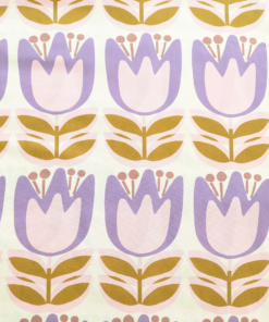 Large Tulip Viscose Fabric Lenzing Ecovero Lightweight White Floral 138cm Wide