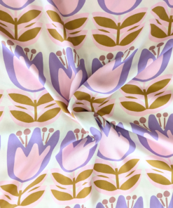 Alternative view of Large Tulip Viscose Fabric Lenzing Ecovero Lightweight White Floral 138cm Wide