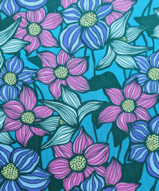 Wild Blooms Viscose Fabric Lenzing Ecovero Lightweight Teal Floral 138cm Wide