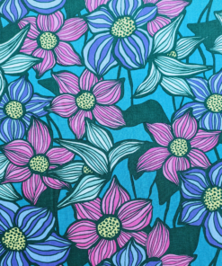Wild Blooms Viscose Fabric Lenzing Ecovero Lightweight Teal Floral 138cm Wide