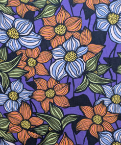 Wild Blooms Viscose Fabric Lenzing Ecovero Lightweight Purple Floral 138cm Wide