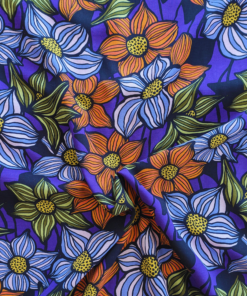 Wild Blooms Viscose Fabric Lenzing Ecovero Lightweight Purple Floral 138cm Wide