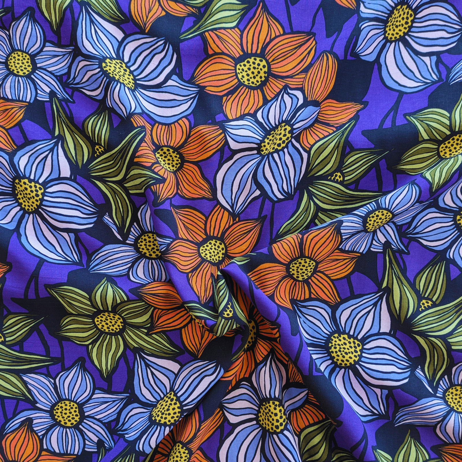Wild Blooms Viscose Fabric Lenzing Ecovero Lightweight Purple Floral 138cm Wide 2 Wild Blooms Viscose Fabric Lenzing Ecovero Lightweight Purple Floral 138cm Wide