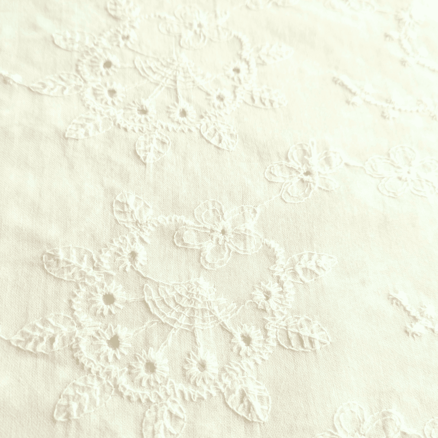 Fan Floral On White Broderie Anglaise Cotton Fabric 135cm Wide