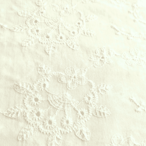Fan Floral On White Broderie Anglaise Cotton Fabric 135cm Wide