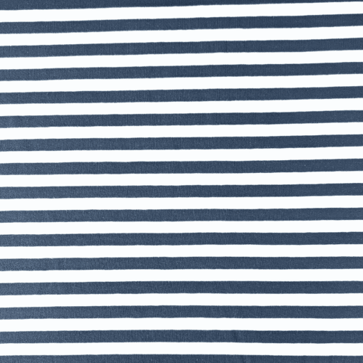 Yarn Dyed Stripe Navy & White Cotton Jersey Fabric 150cm Wide