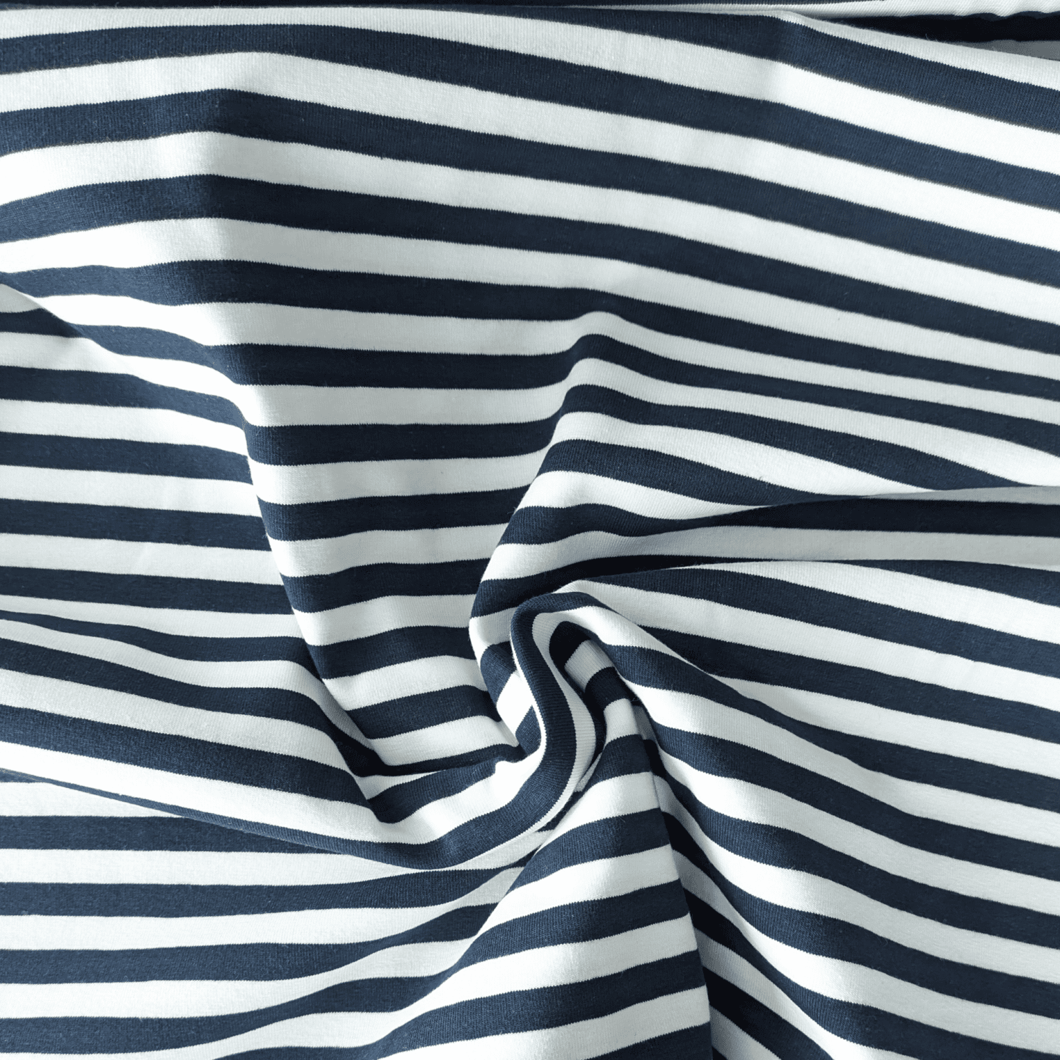 Yarn Dyed Stripe Navy & White Cotton Jersey Fabric 150cm Wide