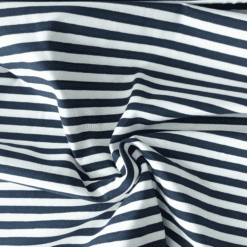 Yarn Dyed Stripe Navy & White Cotton Jersey Fabric 150cm Wide