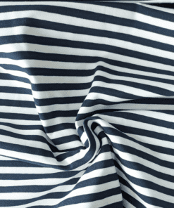 Yarn Dyed Stripe Navy & White Cotton Jersey Fabric 150cm Wide