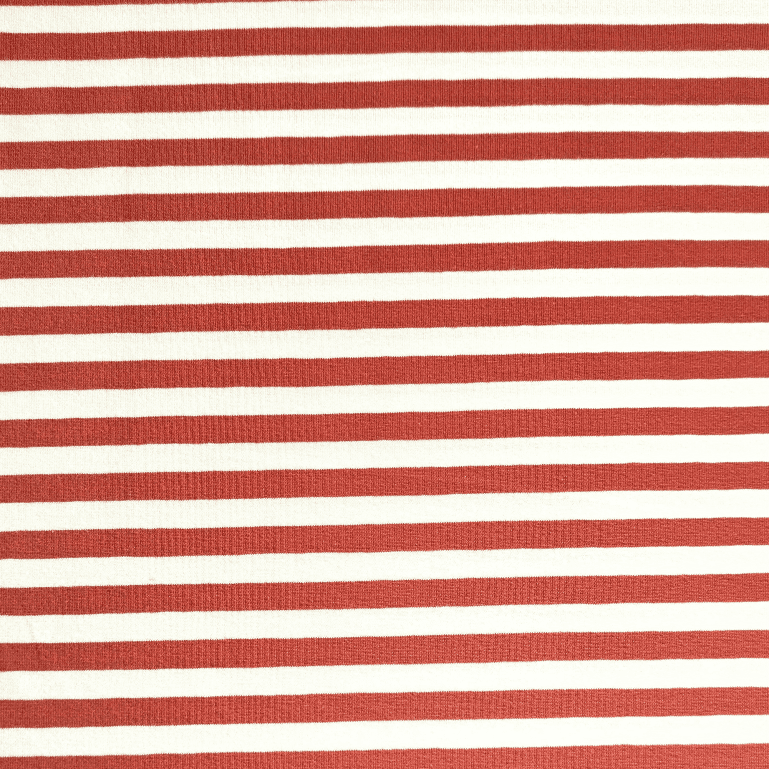 Yarn Dyed Stripe Terracotta Red & White Cotton Jersey Fabric 150cm Wide