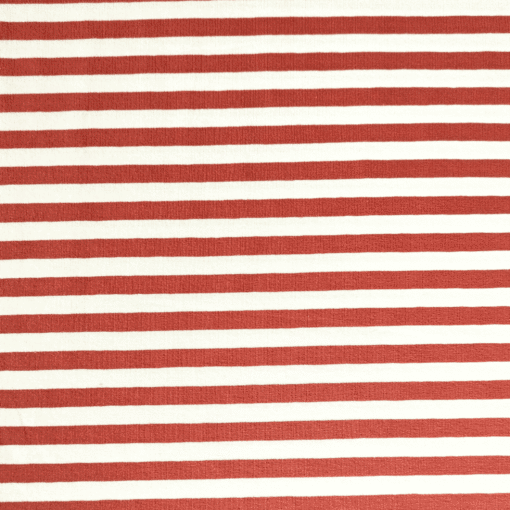 Yarn Dyed Stripe Terracotta Red & White Cotton Jersey Fabric 150cm Wide